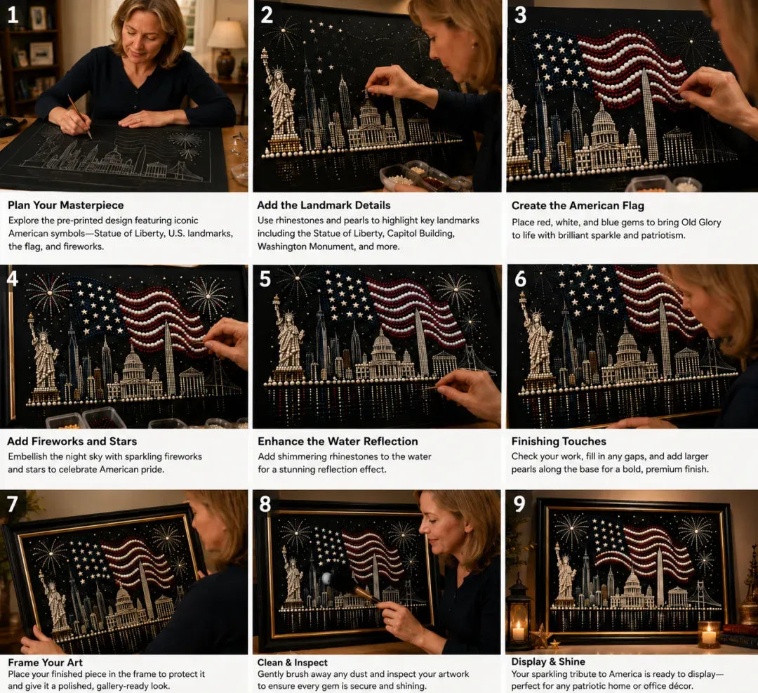 š¦
America 250th Anniversary Pearl Art Kit ā Stars & Stripes Skyline Limited Edition - This product is a materials kit. not a finished product.