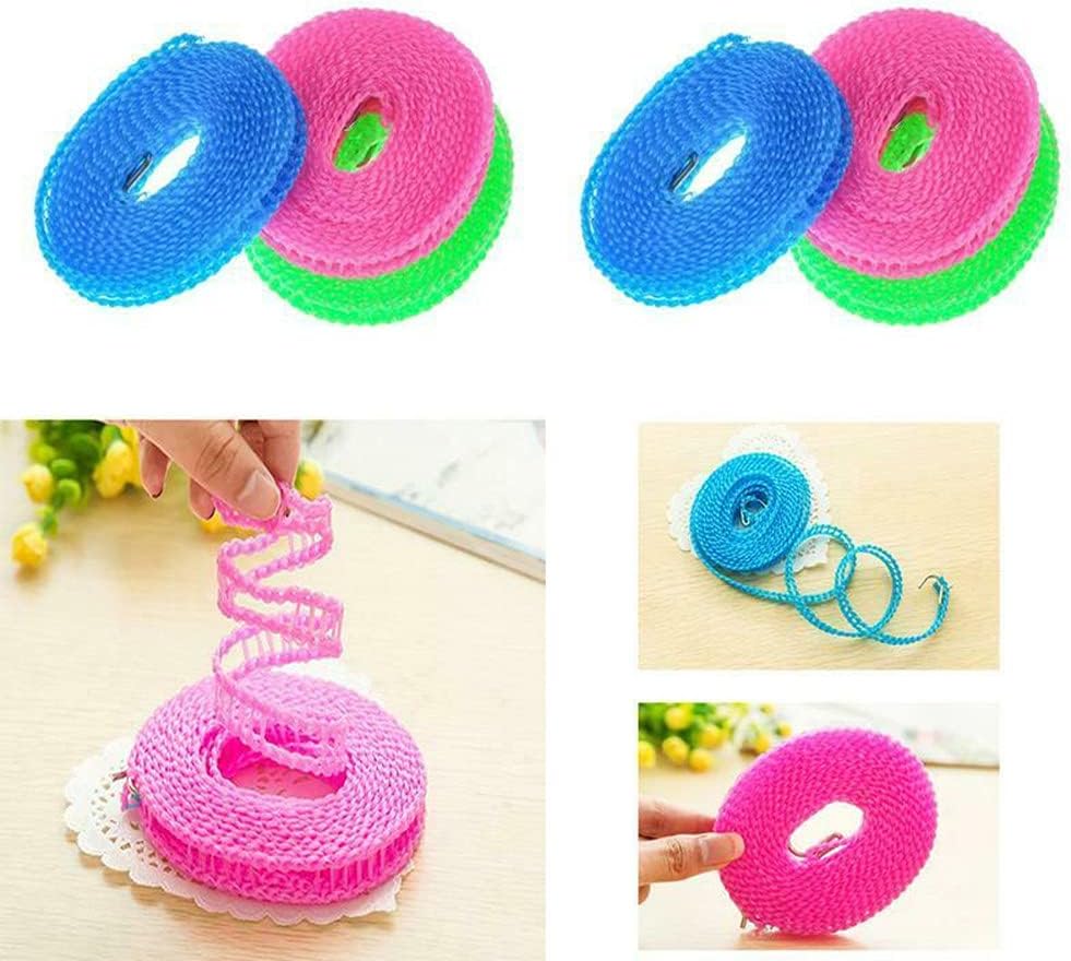 3 Pack Windproof Nylon Clothesline Adjustable Clothes Drying Rope