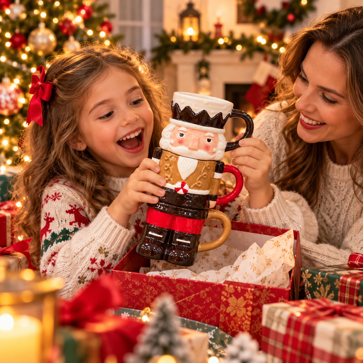 🔥3-Piece Stackable Nutcracker Christmas Mug Set