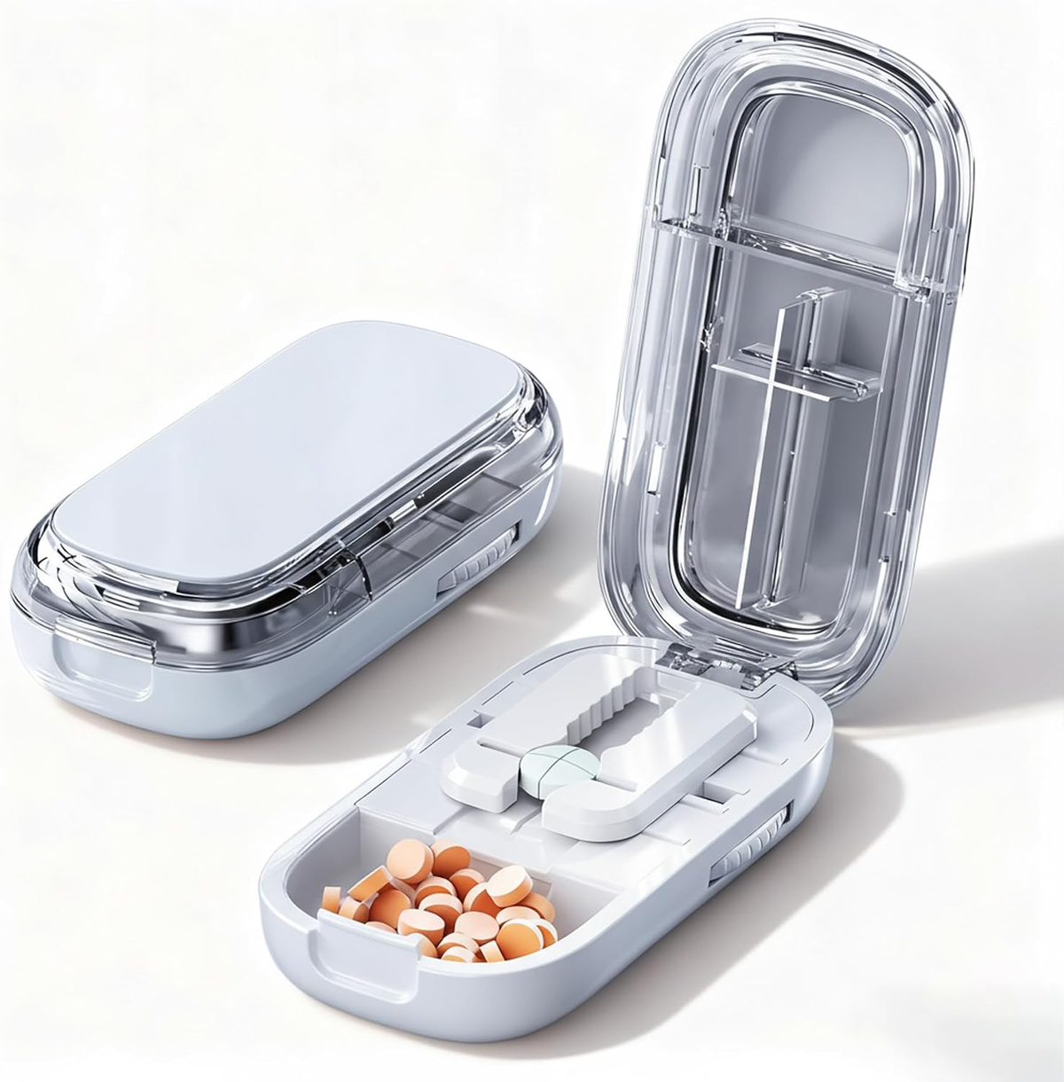 Portable Precision Pill Cutter & Organizer for Small Pills