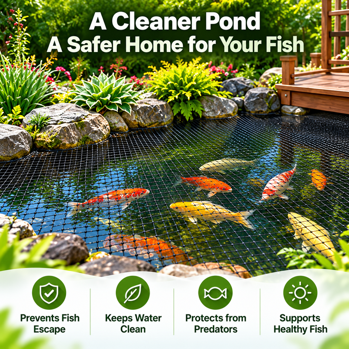 🔥Pond Netting for Koi with Stakes