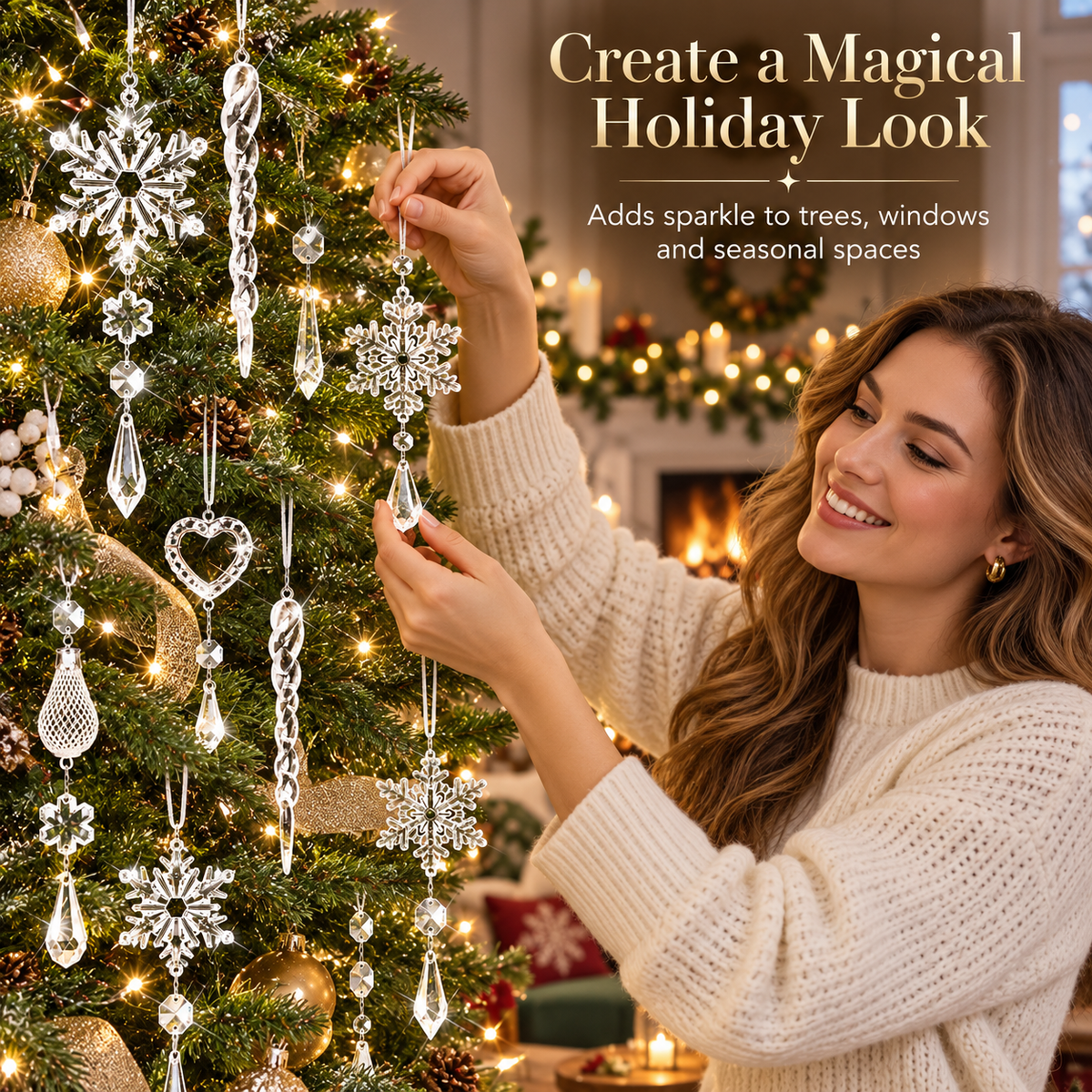 🎀21pcs Bulk Shatterproof Corded Christmas Tree Decorative Ornament Set