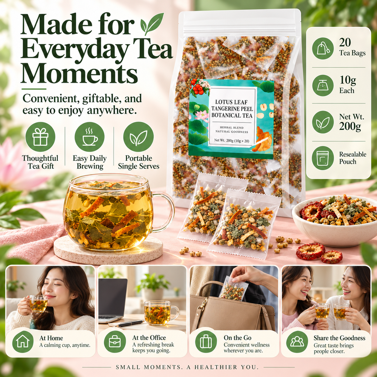 🔥Daily Botanical Grain Tea – 6-Ingredient Herbal Blend, 20 Tea Bags