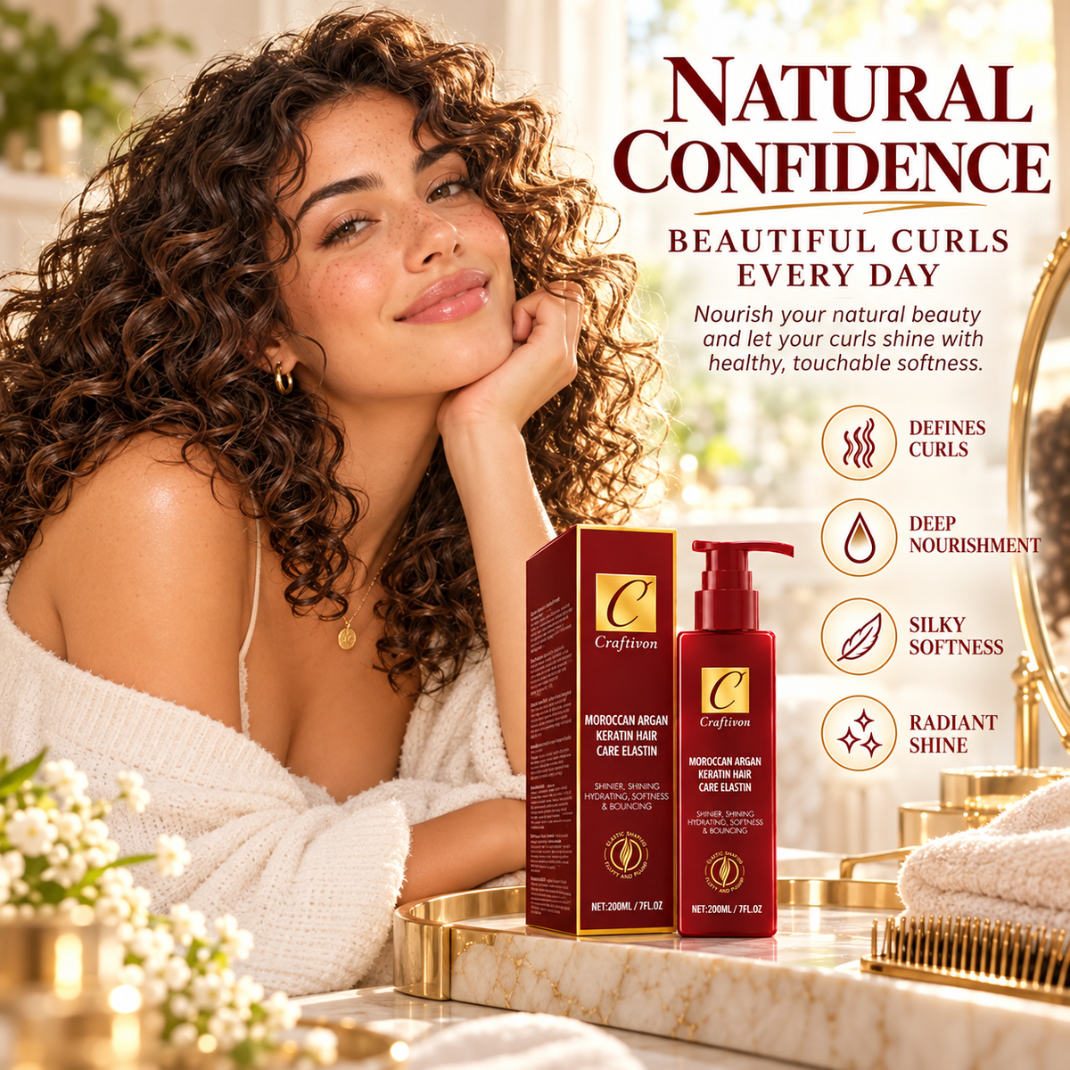 ❤️200ml Argan & Avocado Curl Defining Leave-In Cream