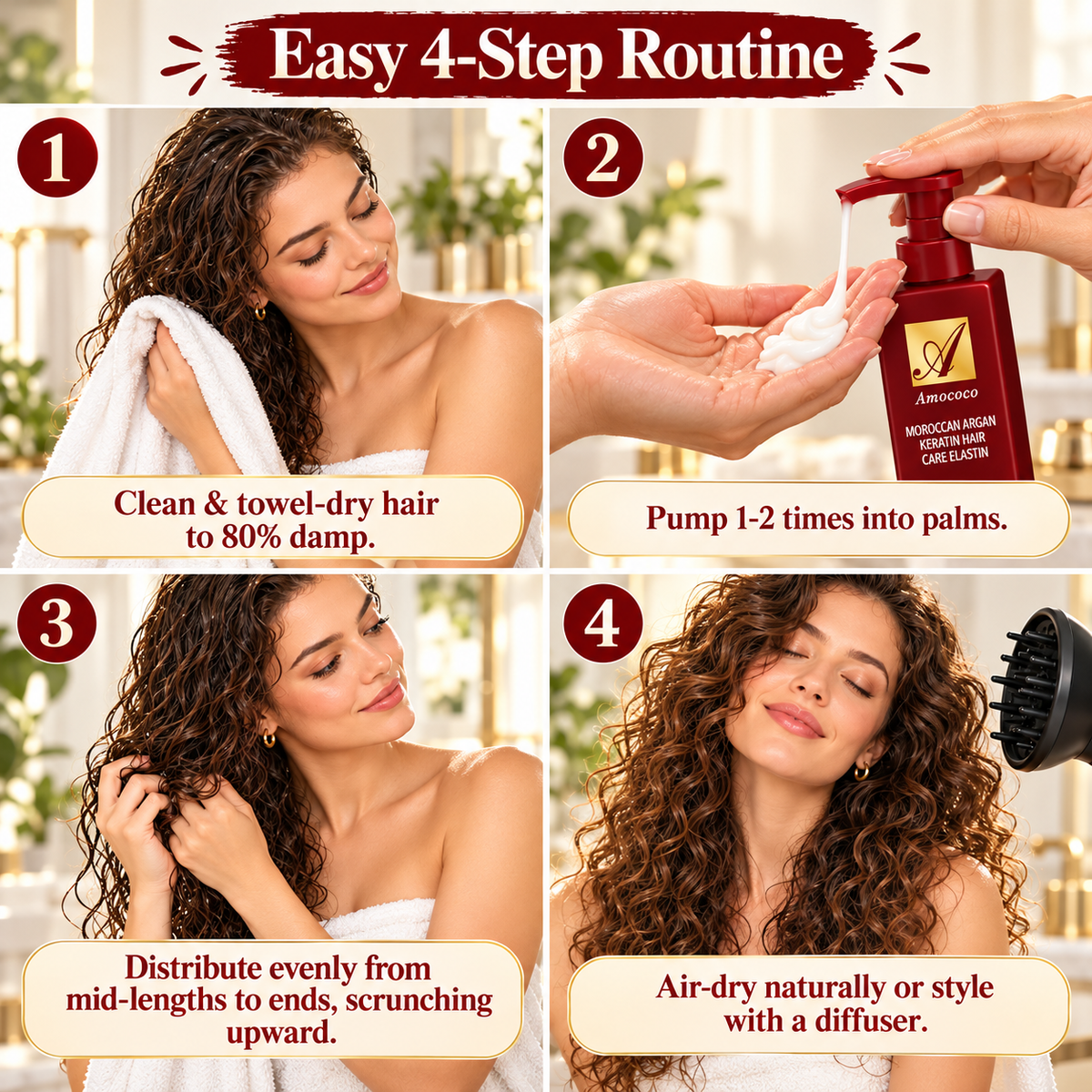 🔥Curl Defining Cream, Leave‑In Hair Treatment with Argan & Avocado Oil