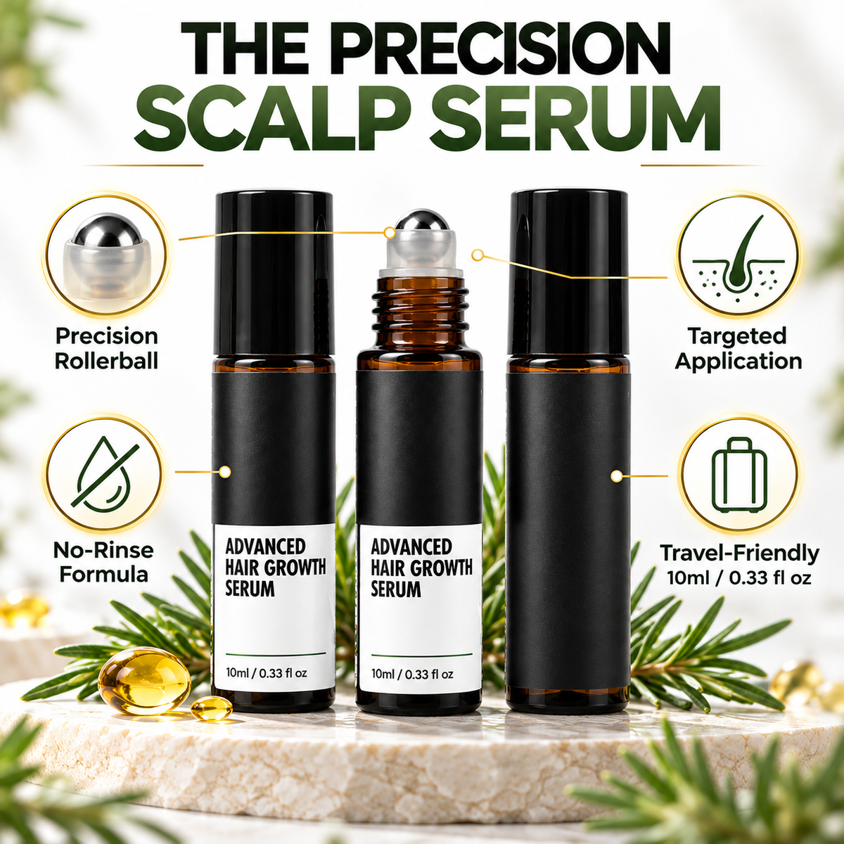 ✨Precision Hair Serum – Rosemary, Caffeine & Biotin Roll-On