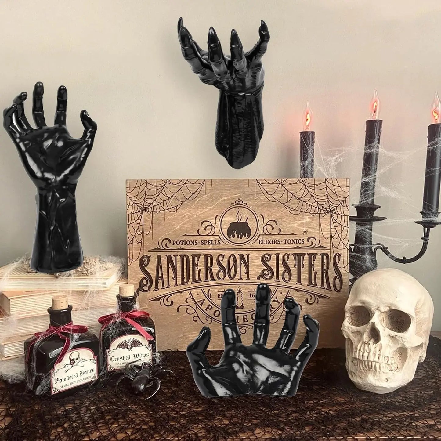 Halloween Decorations – Pack of 3 Creepy Reaching Hands with Lighted Candles
