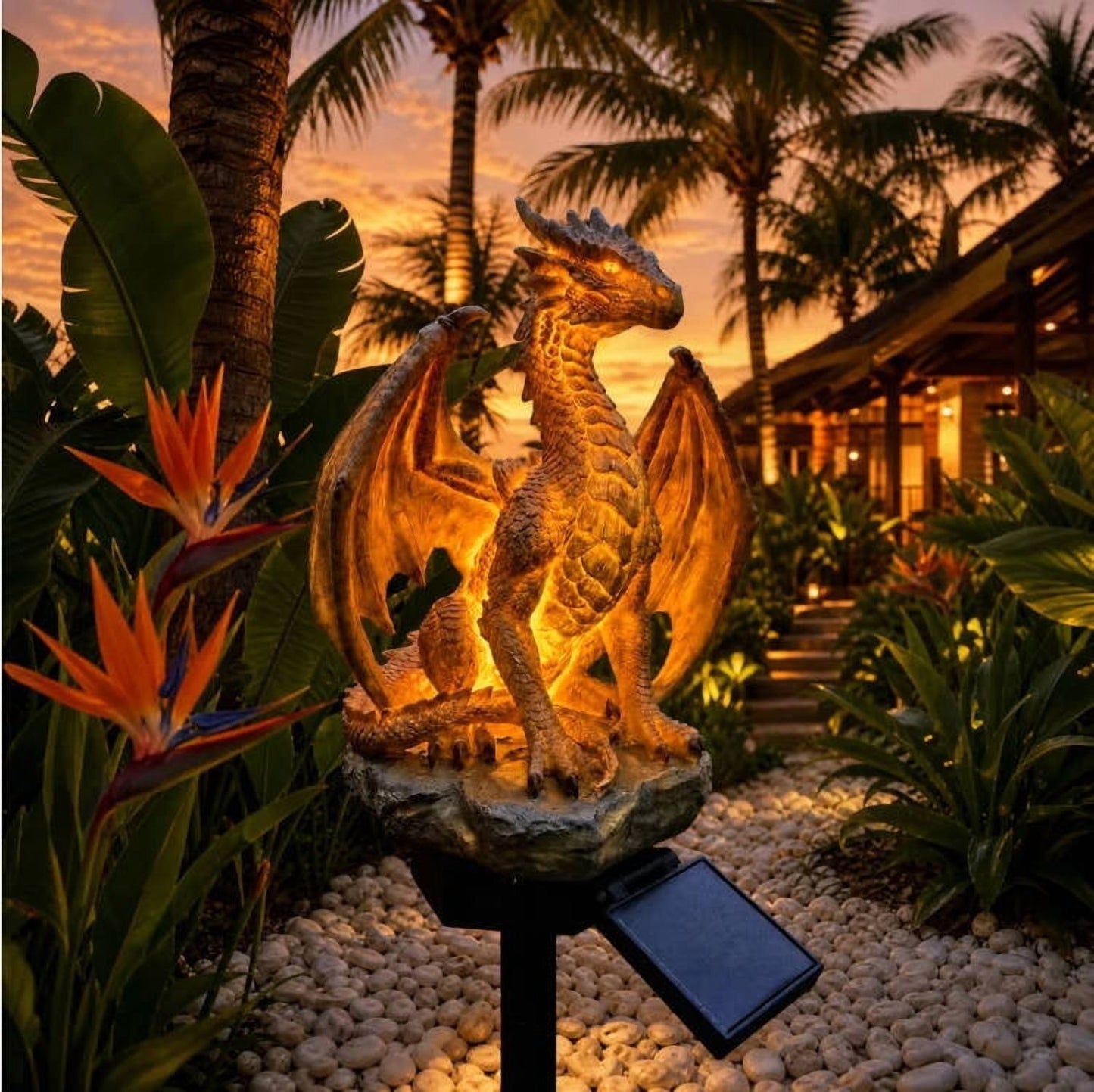 Dragon Legacy Golden Ember Edition Solar Garden Light – Auto Charging Dragon Figurine