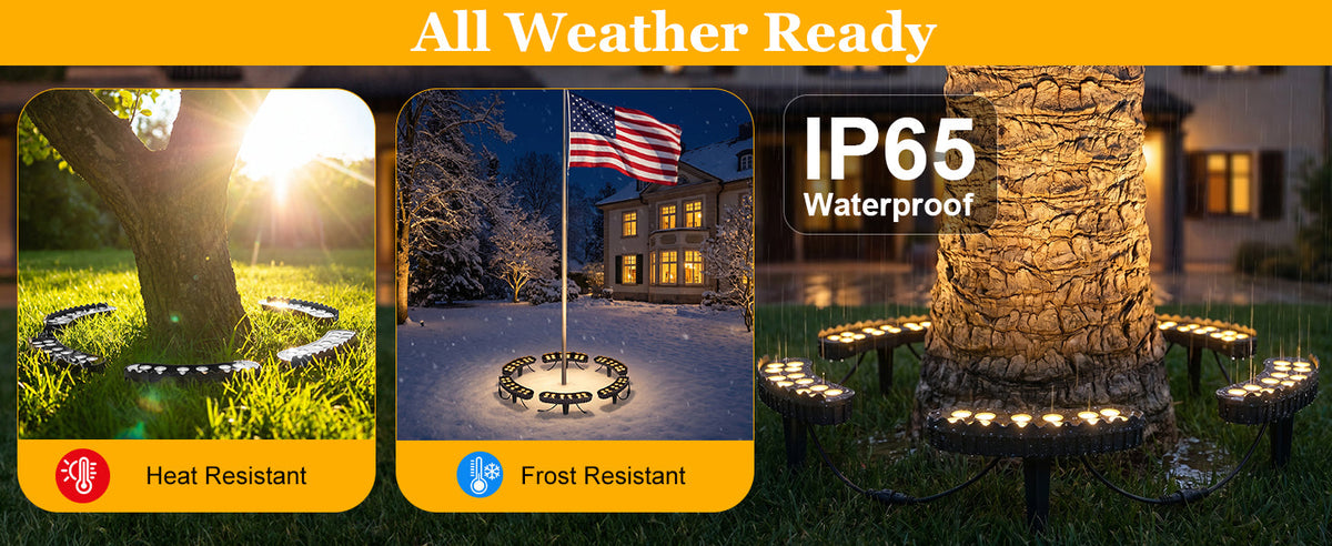 🎉Outdoor Ring Tree Wrap Light – 360° LED Landscape Uplighting for Trees & Palms