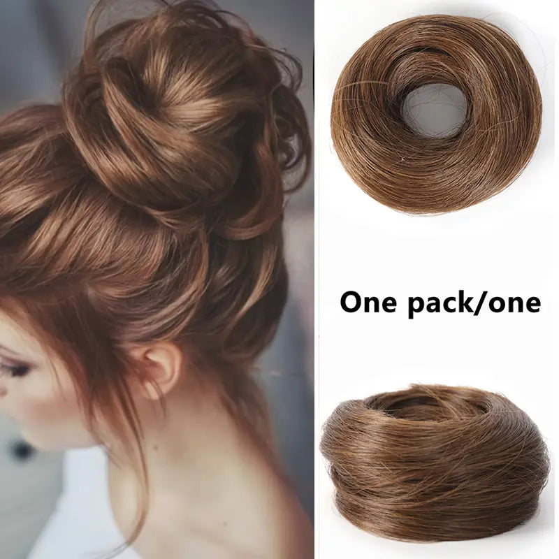 Synthetic Fiber Fake Hair Bun Extension – Messy Updo with Instant Volume