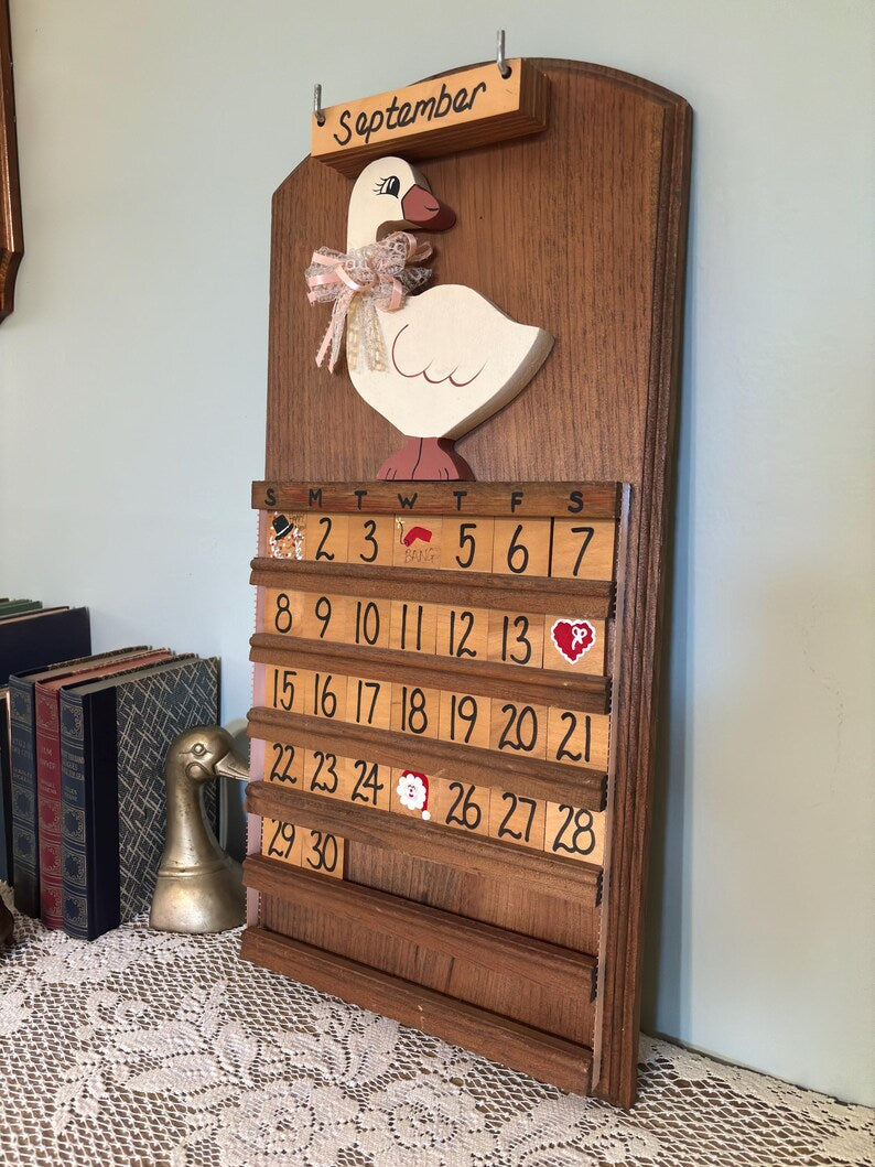 Vintage Wooden Goose Perpetual Calendar