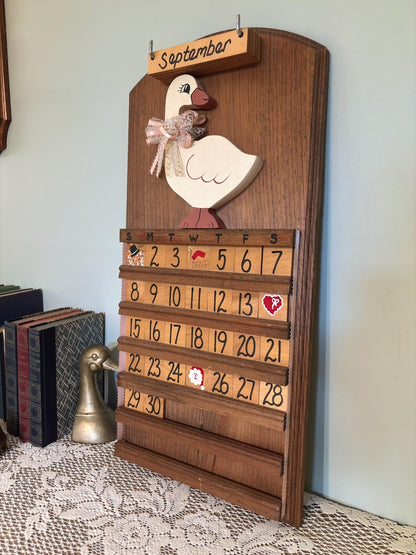 Vintage Wooden Goose Perpetual Calendar