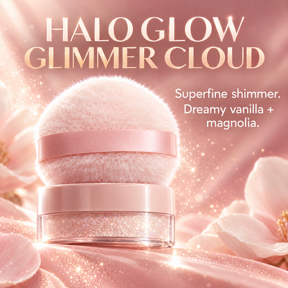 ✨Halo Glow Glimmer Cloud – All-Over Shimmer Puff for Soft Radiant Glow