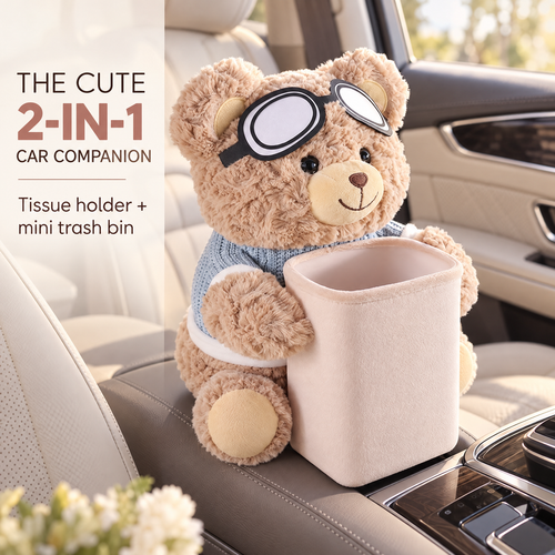 ✨Plush Bear Car Organizer & Tissue Holder🧸