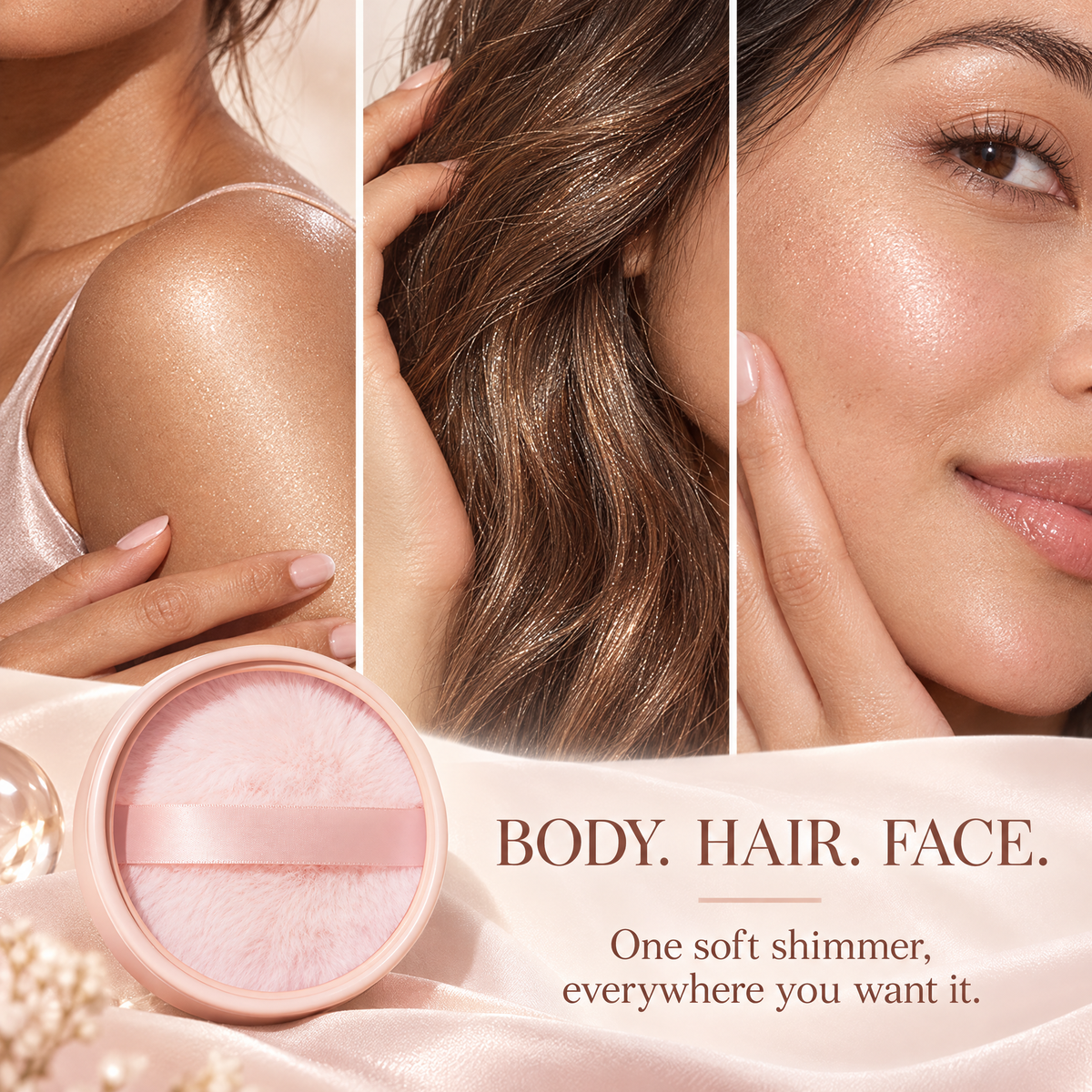✨Halo Glow Glimmer Cloud – All-Over Shimmer Puff for Soft Radiant Glow