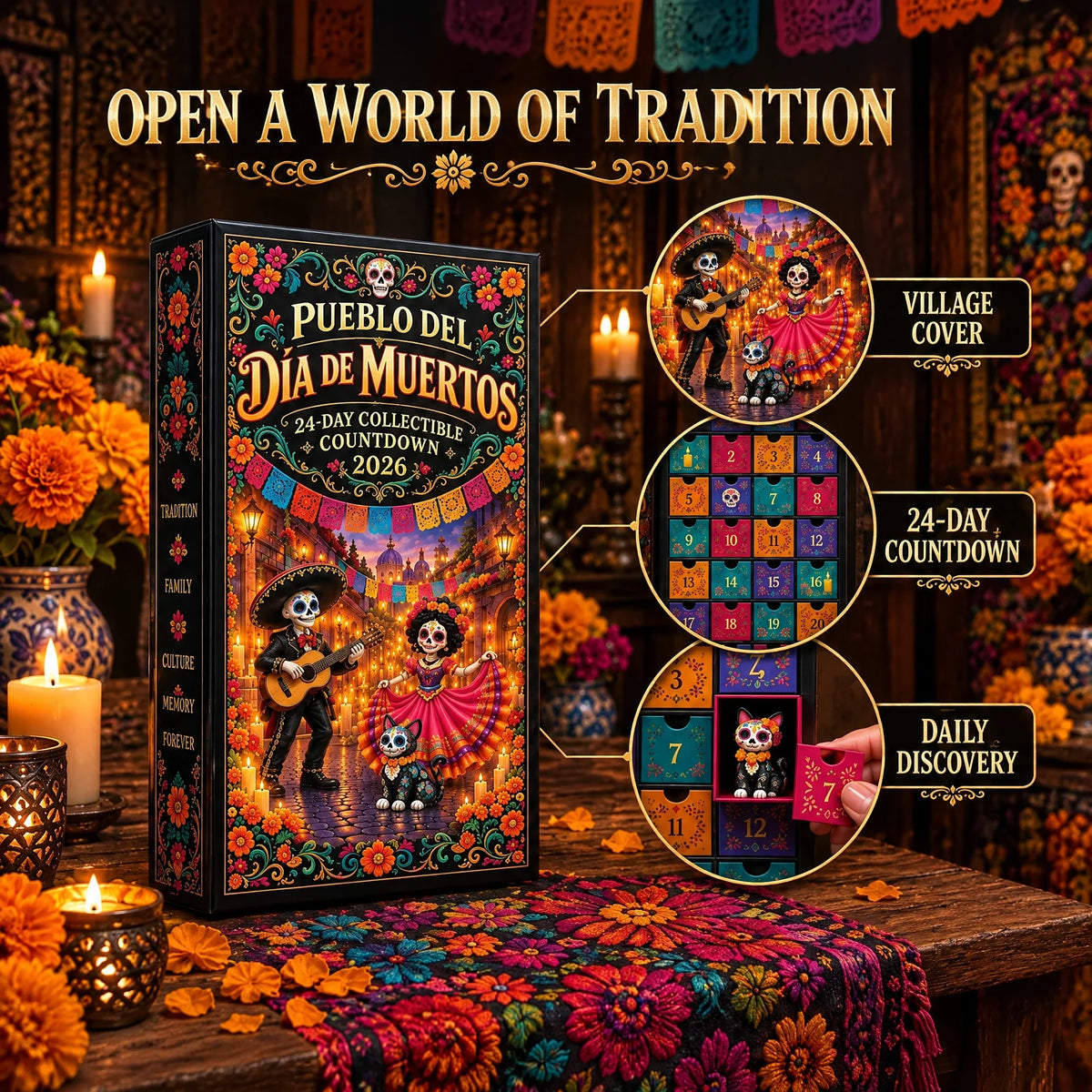 🎁Day of the Dead 2026 24-Day Miniature Village Countdown Calendar