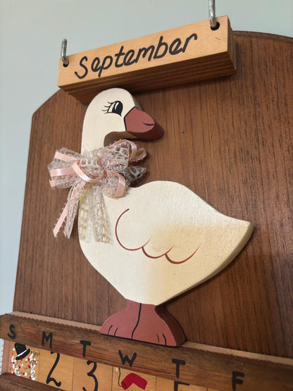 Vintage Wooden Goose Perpetual Calendar