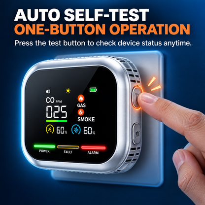 ✨Smart 3-in-1 Gas, CO & Smoke Detector – Plug-In Safety Alarm with Backup Battery