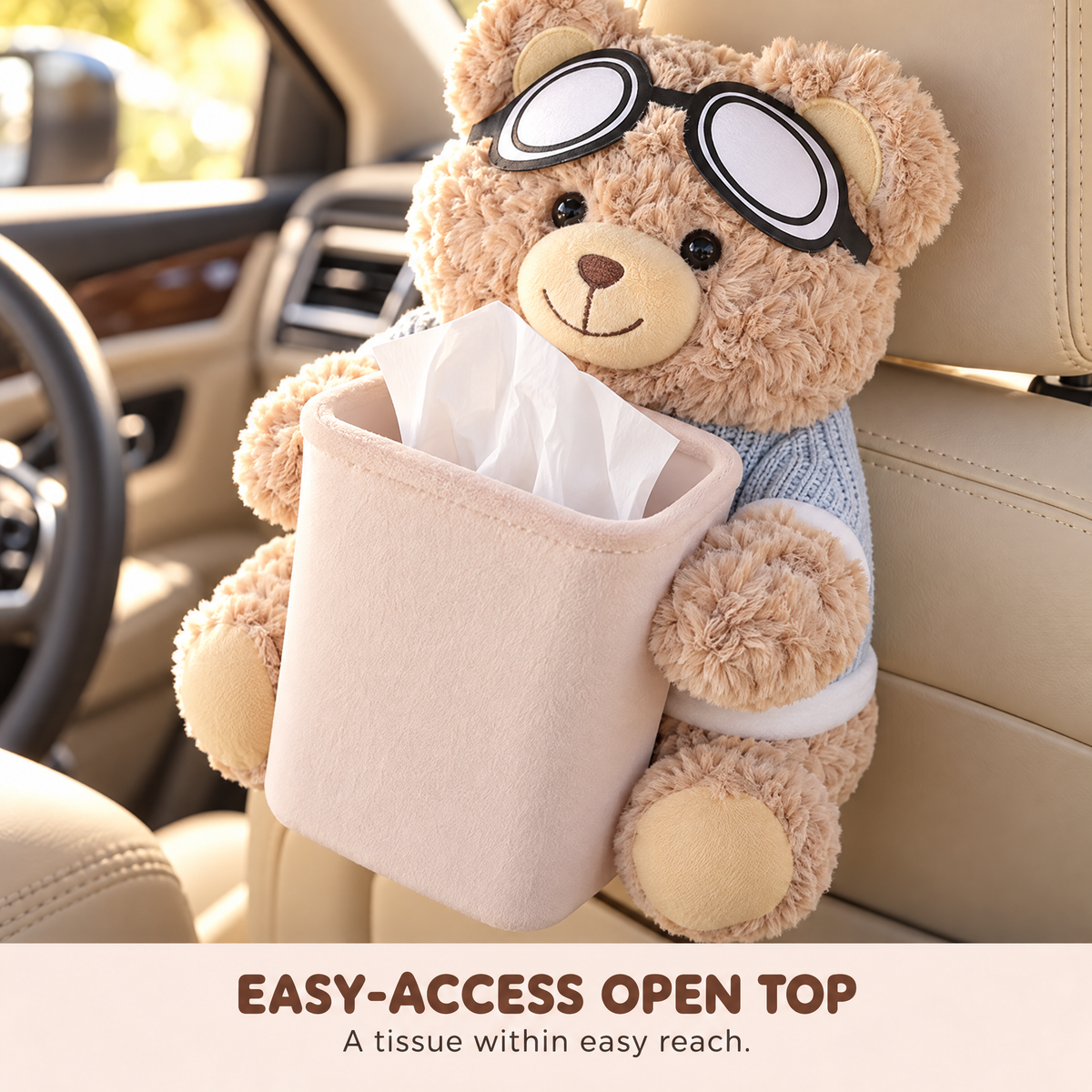 ✨Plush Bear Car Organizer & Tissue Holder🧸