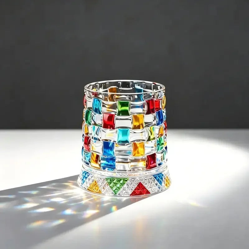 🎁Hand-Painted 360° Spinning Whiskey Glass With Crystal Embossed Design