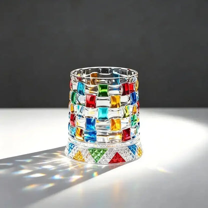 🎁Hand-Painted 360° Spinning Whiskey Glass With Crystal Embossed Design