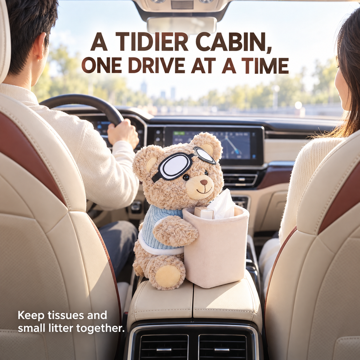 ✨Plush Bear Car Organizer & Tissue Holder🧸