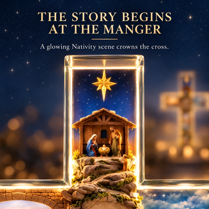 ✨Light-Up Story of Jesus Cross✝️Christian Christmas Decor with 6 Biblical Scenes🙏
