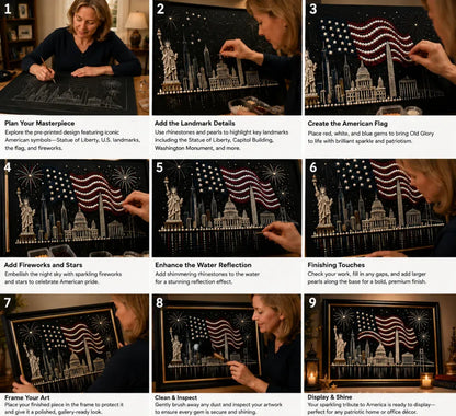 🦅America 250th Anniversary Pearl Art Kit – Stars & Stripes Skyline Limited Edition - This product is a materials kit. not a finished product.