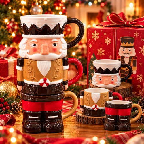 🔥3-Piece Stackable Nutcracker Christmas Mug Set