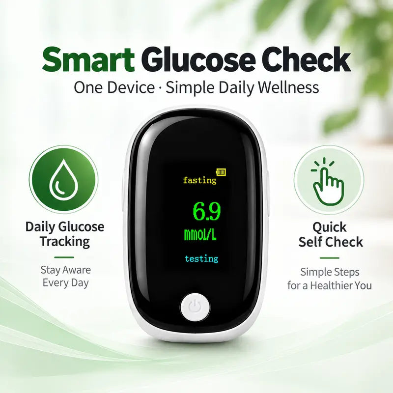 🎁Non-Invasive Blood Glucose & Oxygen Monitor – Needle-Free Fingertip Design with OLED Display