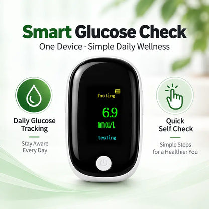 🎁Non-Invasive Blood Glucose & Oxygen Monitor – Needle-Free Fingertip Design with OLED Display