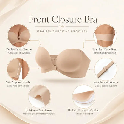 Women's Strapless Front Closure Push-Up Bra
