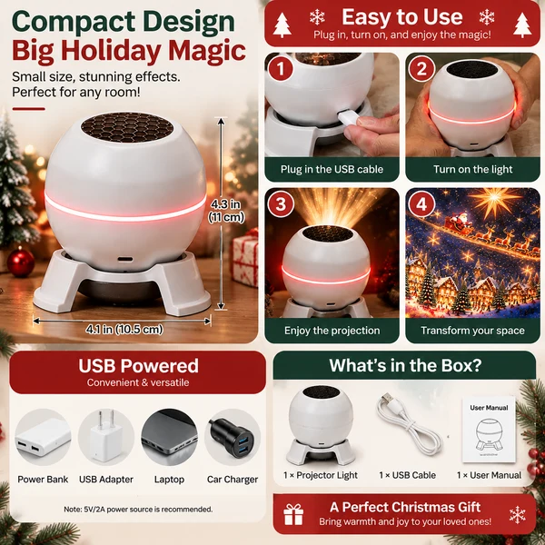 🔥 Last day to save 49% –🎄🎅 Christmas Magic Projection Light – Bring Holiday Scenes to Life
