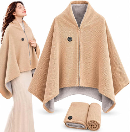 ⭐Cordless Heated Shawl Wrap  – USB Rechargeable, 3 Heat Settings & Cozy Wearable Blanket