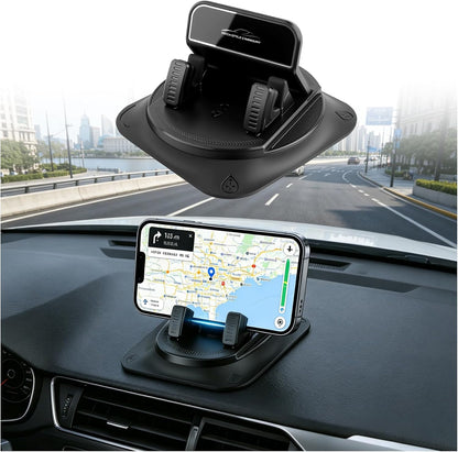 🚗 Soporte de teléfono para coche con conducción 360° con una mano y sistema antideslizante | Soporte ultrestable para el salpicadero