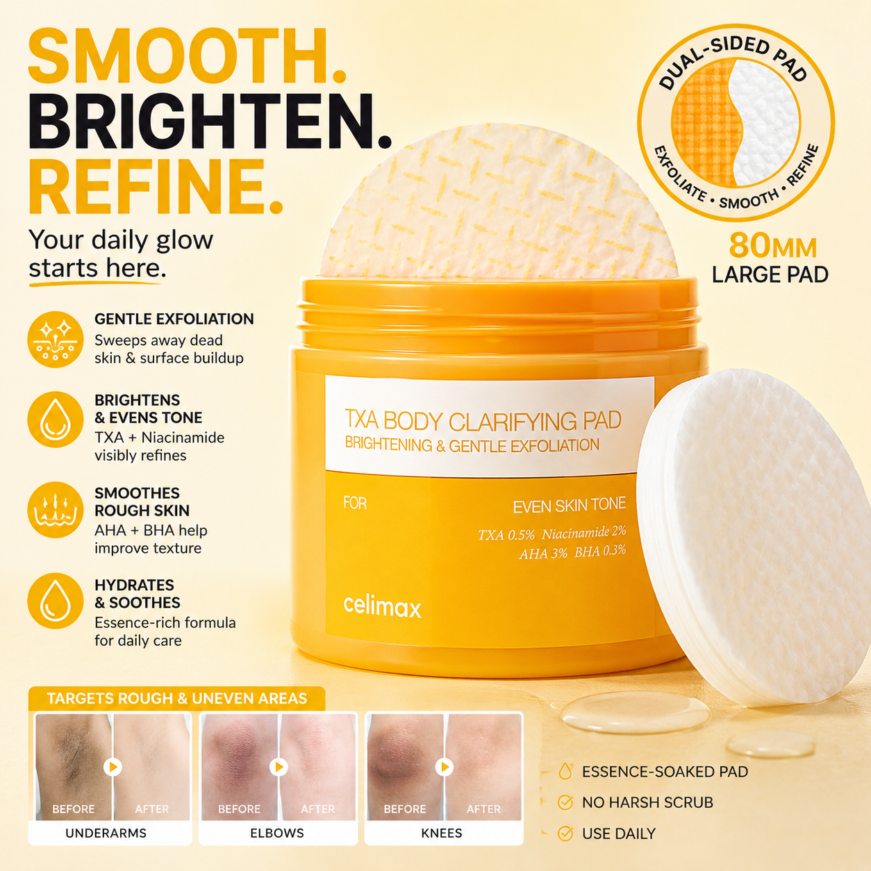 ✨ Body Clarifying Pads（50PCS） — Gently Exfoliate, Smooth & Refresh Dark & Rough-Looking Areas