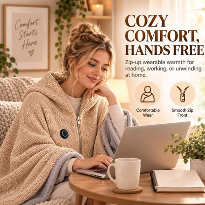 ⭐Cordless Heated Shawl Wrap  – USB Rechargeable, 3 Heat Settings & Cozy Wearable Blanket