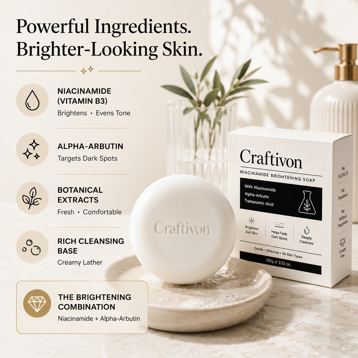 Niacinamide Brightening Soap – Dark Spot & Uneven Skin Tone Care