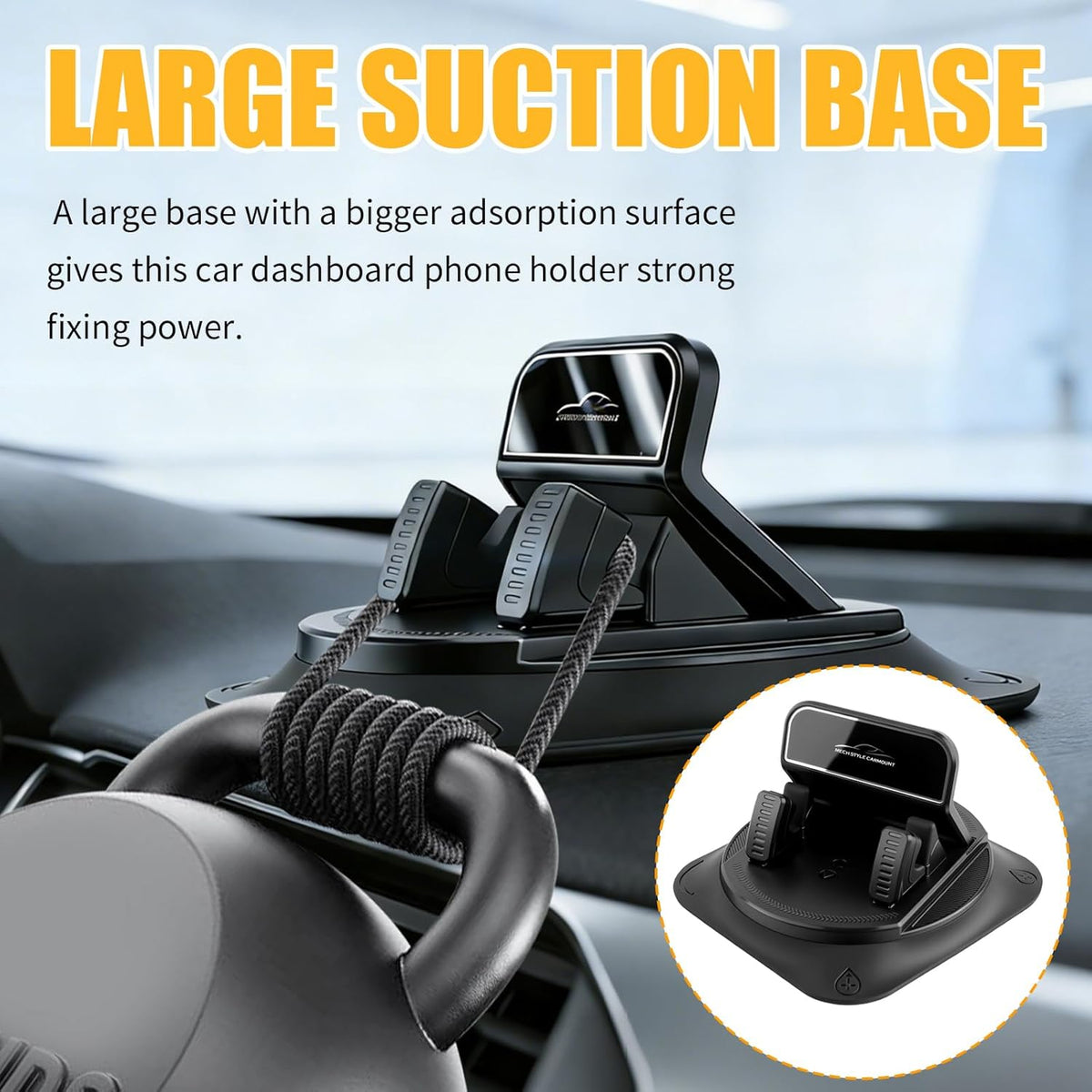 🚗 Soporte de teléfono para coche con conducción 360° con una mano y sistema antideslizante | Soporte ultrestable para el salpicadero