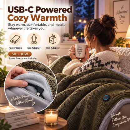 ⭐Cordless Heated Shawl Wrap  – USB Rechargeable, 3 Heat Settings & Cozy Wearable Blanket