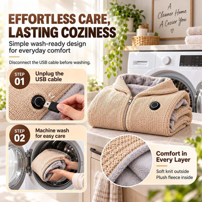 ⭐Cordless Heated Shawl Wrap  – USB Rechargeable, 3 Heat Settings & Cozy Wearable Blanket