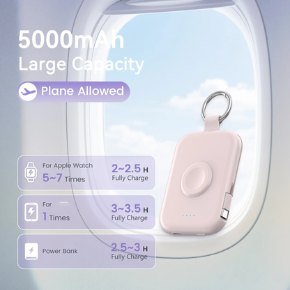🔋 10000mAh Keychain Power Bank with Built-In Cables