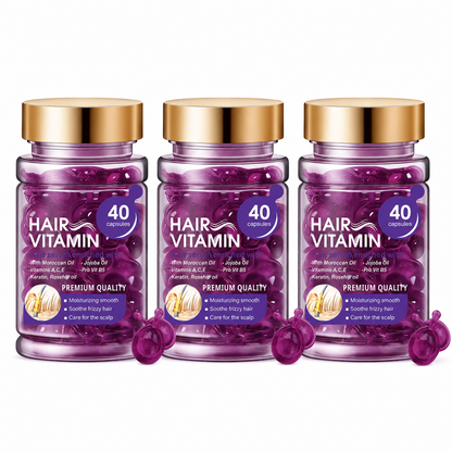 Hair Vitamin Capsules with Argan Oil, Frizz Control & Shine, 40 Ct