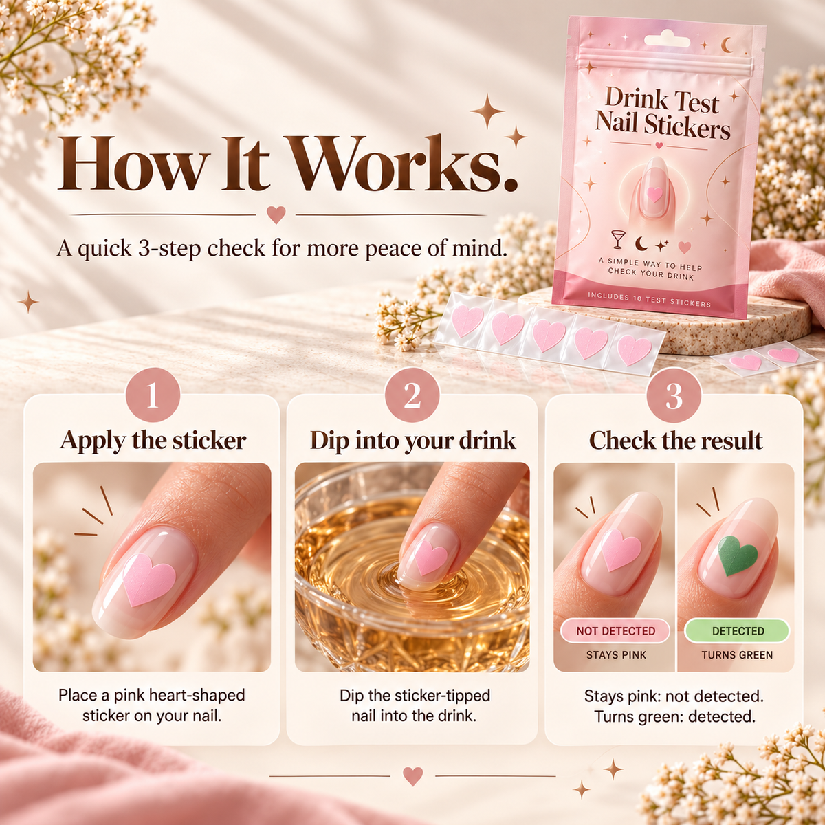 🔥Drink Check Nail Stickers (20 Pack)