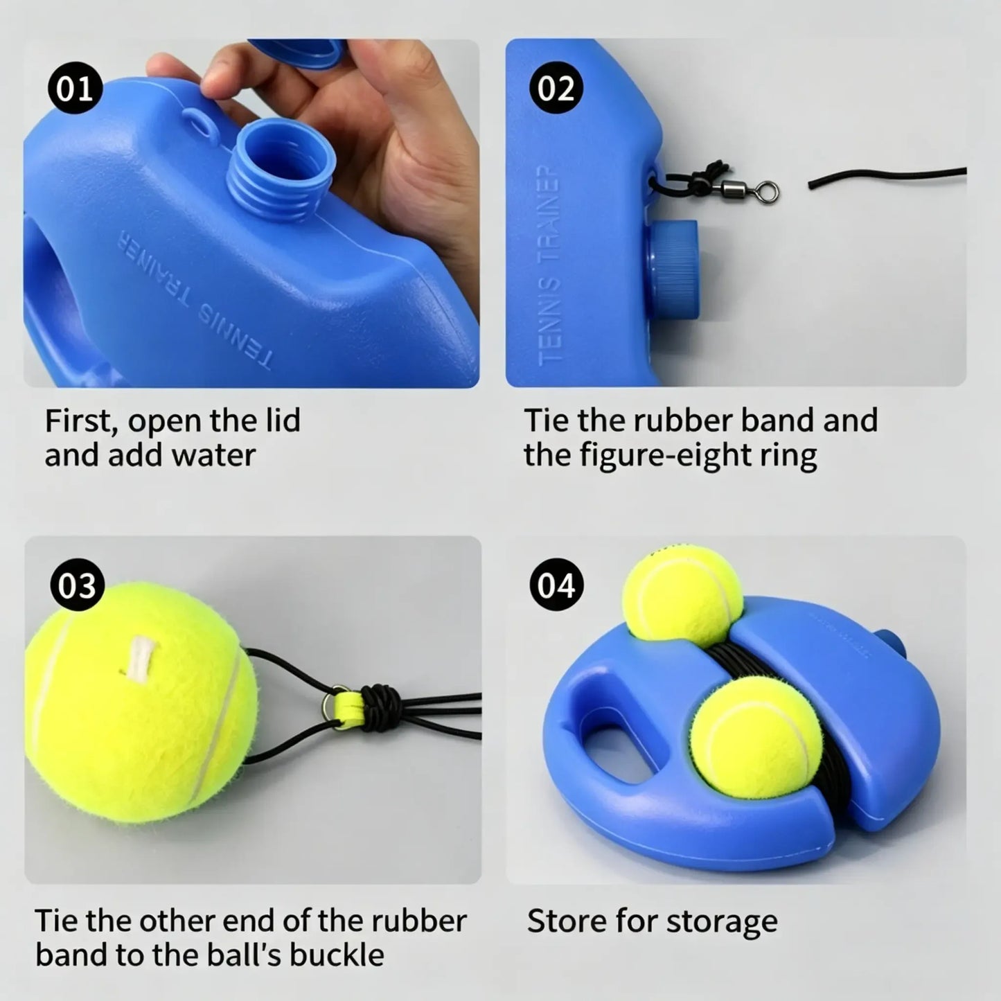 🎾2-Ball Portable Tennis Trainer for Kids & Adults
