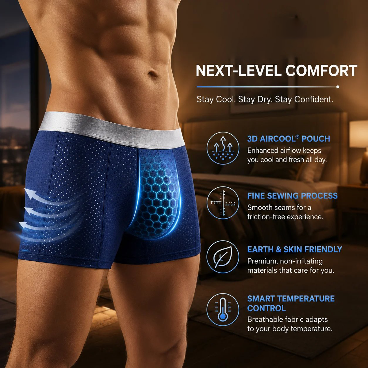 【Compra 3 y recibe 2 gratis】-2026 OFERTA🔥 Boxer premium de malla IceSilk a prueba de fugas para hombre