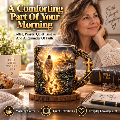 🎉✝️ Jesus Walks With Me Mug – Heat-Reveal Christian Gift of Faith