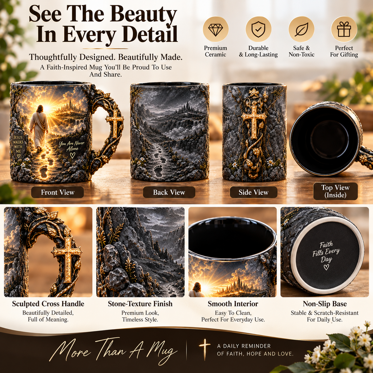 🎉✝️ Jesus Walks With Me Mug – Heat-Reveal Christian Gift of Faith
