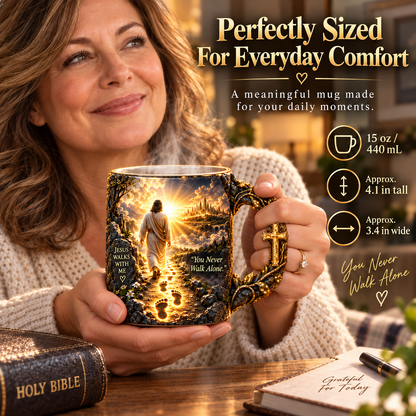 🎉✝️ Jesus Walks With Me Mug – Heat-Reveal Christian Gift of Faith