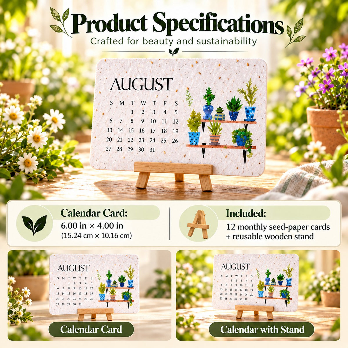 ✨Eco-Friendly Plantable "Timeless" Seed Calendar 2027 🌱Plan•Plant•Grow•EnjoyStyle